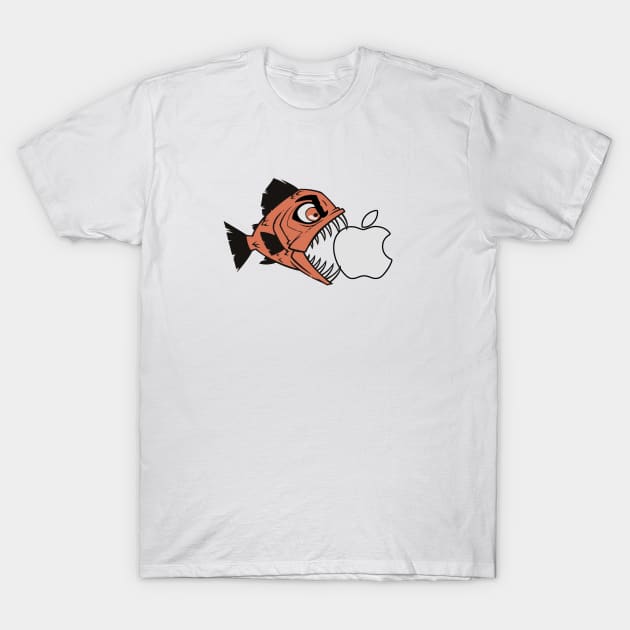 Piranha loves Apple T-Shirt by madmonkey